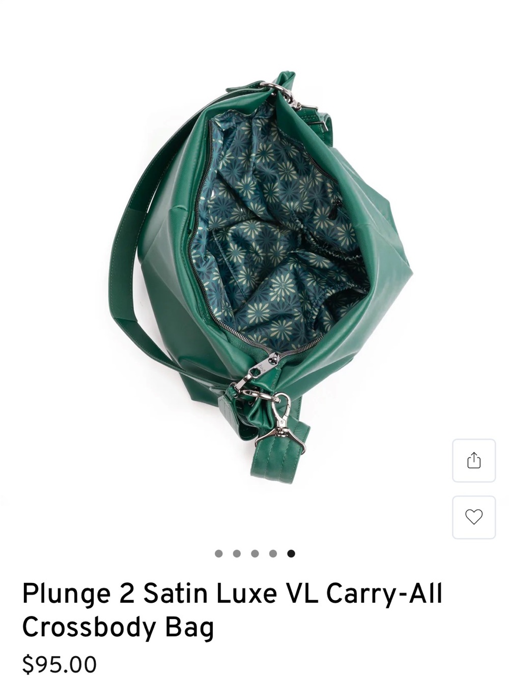 Lug Plunge Wickedly Green Satin Luxe Vegan Leather Tote Bag. NWT - Picture 5 of 5
